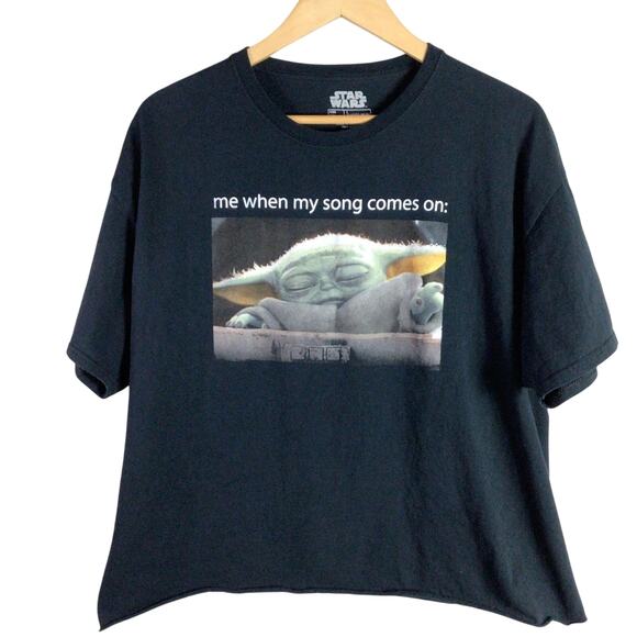 Star Wars Baby Yoda Grogu song music Meme Croptop Black XL - Picture 1 of 4